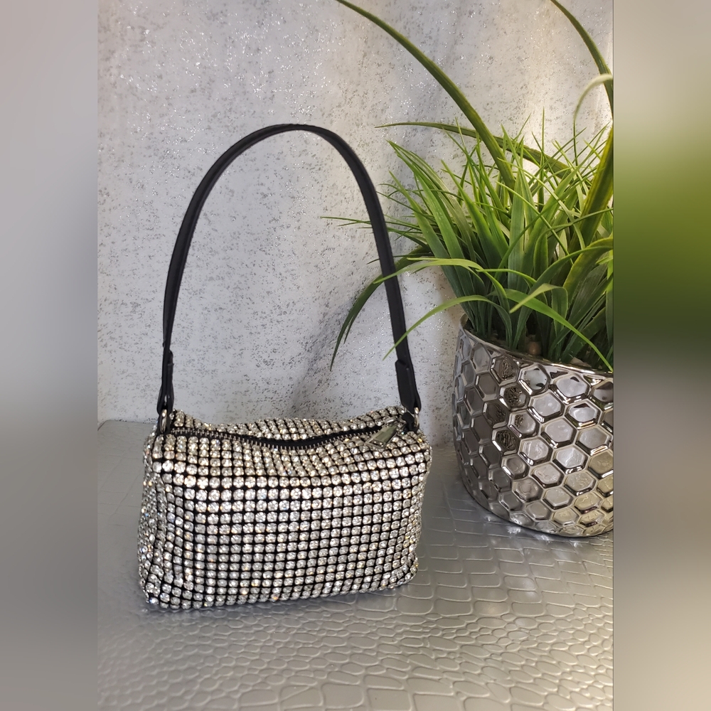 Urban Expressions Ginger Evening Rhinestone Mini Bag Silver Black - Picture 6 of 16
